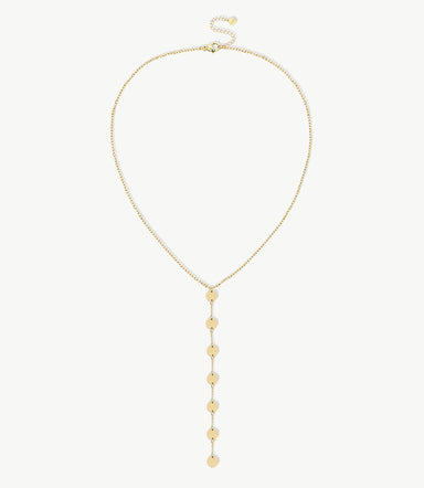 Golden Disc Y Pendant Necklace – Minimal & Chic