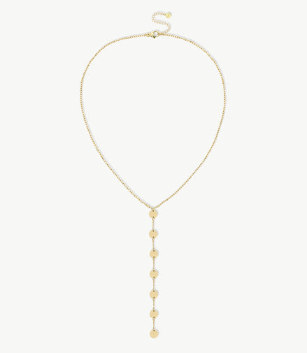 Golden Disc Y Pendant Necklace – Minimal & Chic
