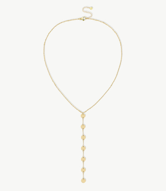 Golden Disc Y Pendant Necklace – Minimal & Chic