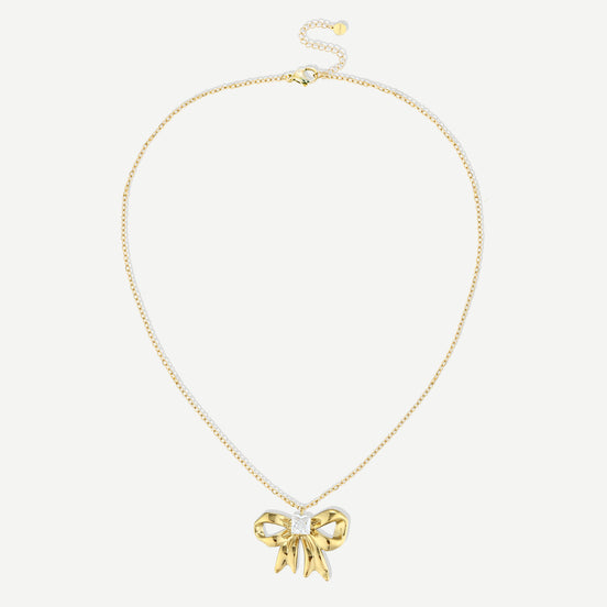 Klassische Schleifen-Anhänger-Halskette – Gold