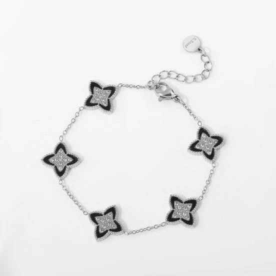 Schwarzes Emaille-Blumenarmband – Glamourös & Feminin 🖤✨